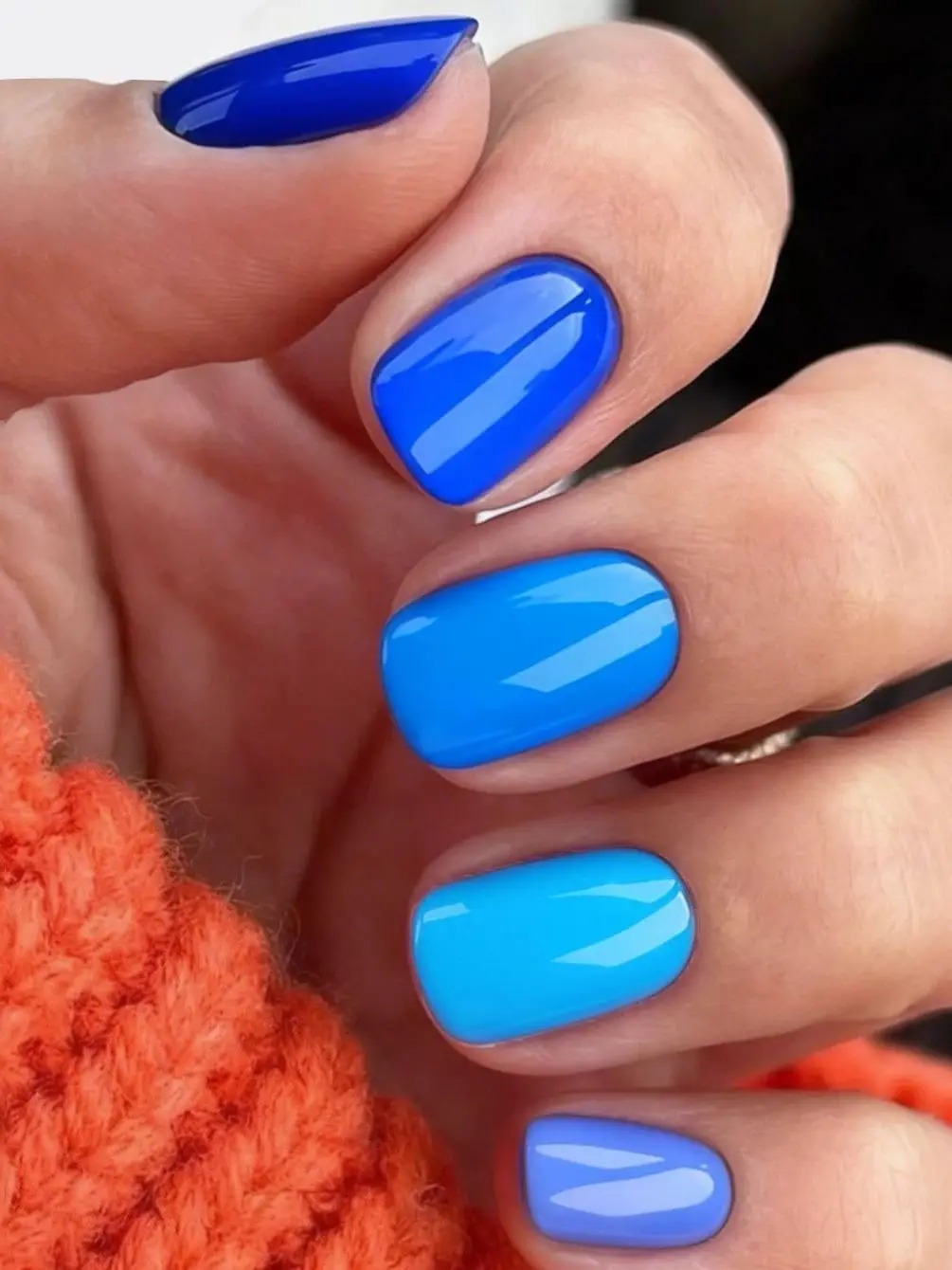 120PCS Short Square Press Nail Fake Blue Series Solid Color Design Reusable Acrylic False Nails Fully Covered Acrylic Fake Nails