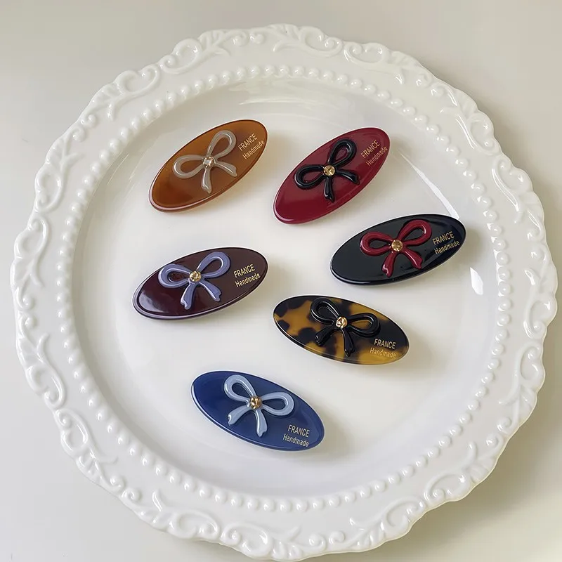 1PC 水ダイヤモンドちょう結びヘアクリップオーバルカモノハシ前髪サイド破片クリップ女性ガールズスタイリングヘアアクセサリー