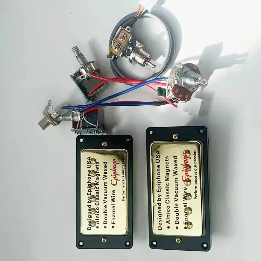 

Комплект звукоснимателей Humbucker от Beyond Music Shop для электрогитары (запасные звукосниматели для грифа и бриджа) с проводкой 2V1T