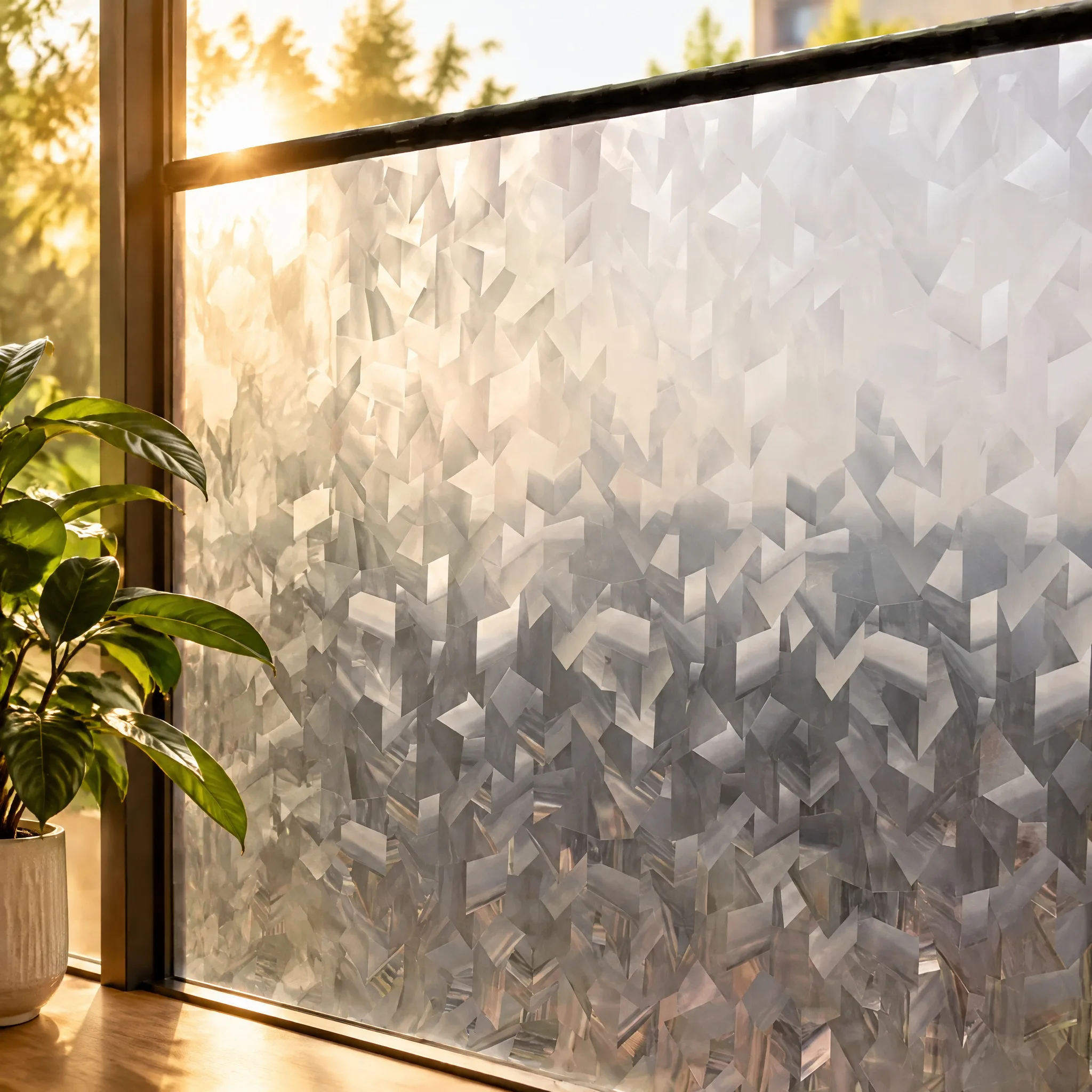 Privacy Frosted Window Film Decorative 3D Stained Window Cover Translucent Window Sticker for Office for Bathroom