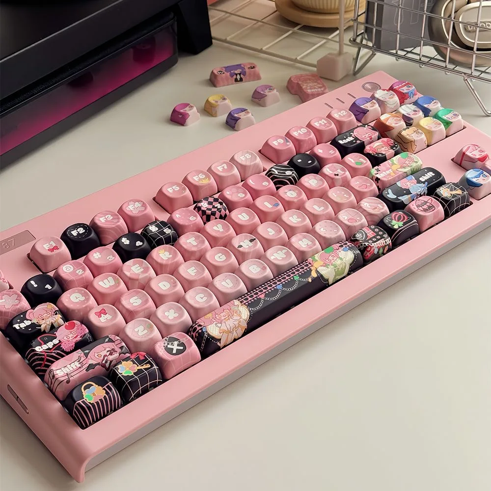 Cute Sweetheart MOA Keycap Set PBT 130 Key Personalized Girl Keycap Suitable for Cherry MX Gamer Mechanical Keyboard Accessories