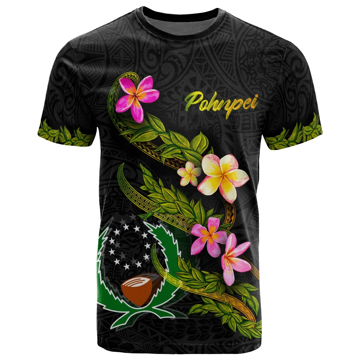 Pohnpei Polynesian Culture Tribal Island Retro Tattoo 3d Printing Men's And Women's Summer Streetwear Short-sleeved T-shirt A-4