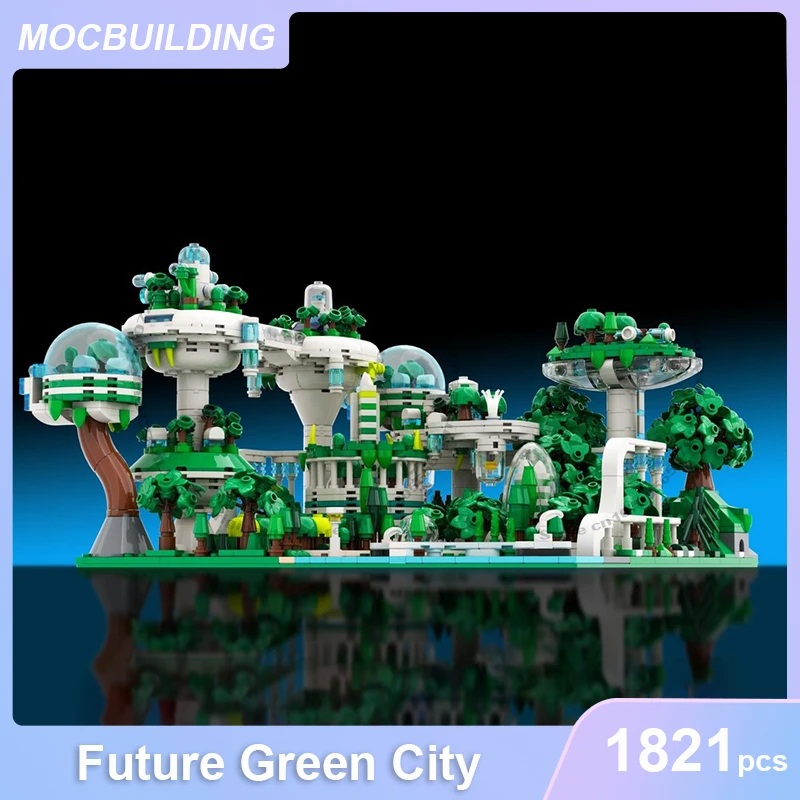 Future Green City Model MOC Building Blocks DIY Assemble Bricks Architecture Display Collection Creative Toys Gifts 1821PCS