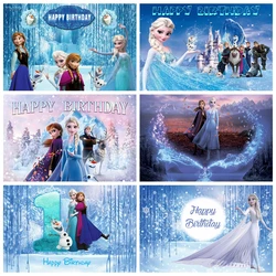 Gefrorenes Thema Winter Eis Schneeflocke Schloss Hintergrund Elsa Anna Schnee königin Prinzessin Mädchen Geburtstags feier Dekor benutzer definierten Hintergrund