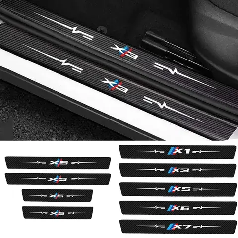 4PCS for BMW X Series X7 X6 X5 X4 X3 X1 Carbon Fiber Car Threshold Sticker Durable Front Rear Door Sill Plate Decals Accessories