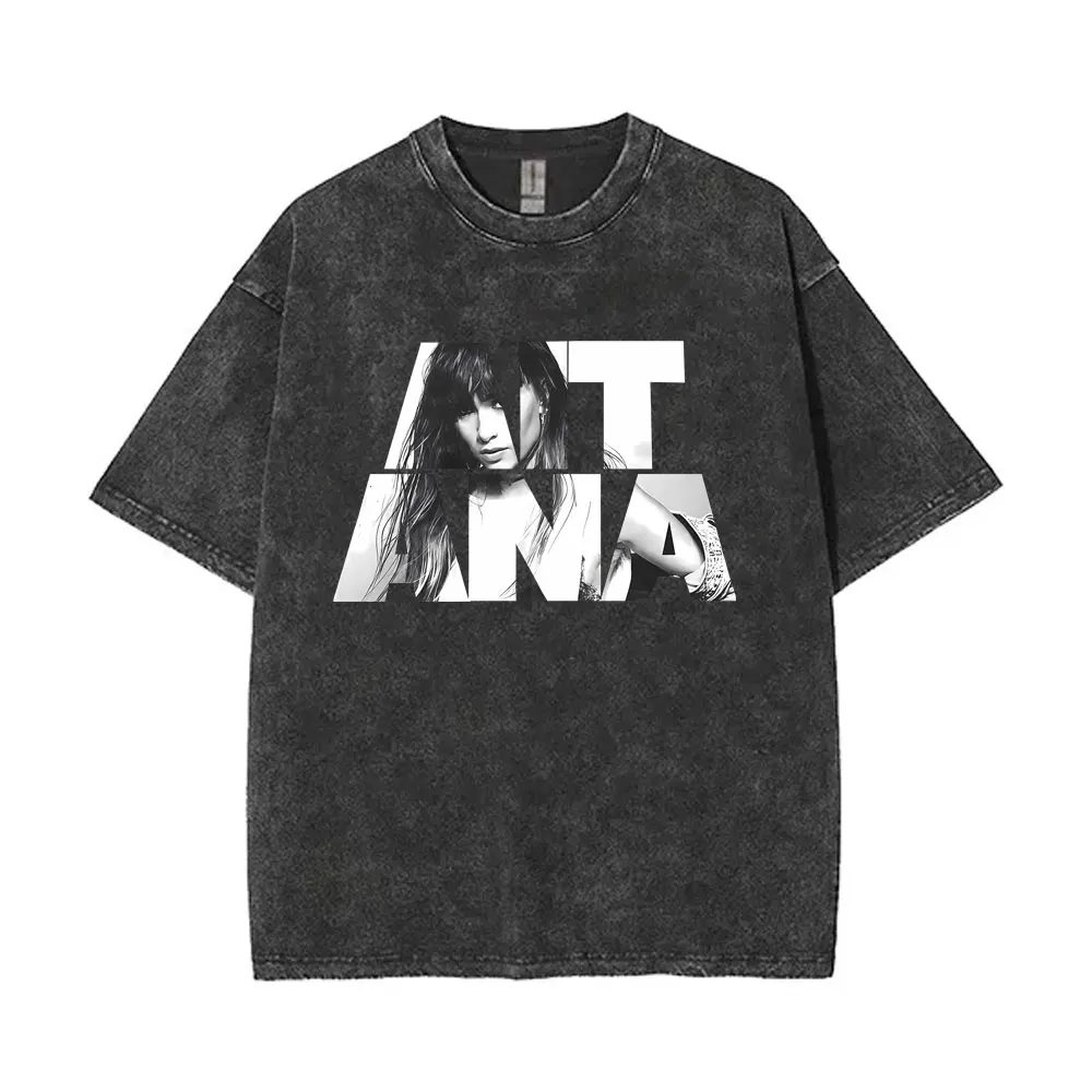 Washed Vintage Aitana CUARTO AZUL T Shirt Men Women Fashion Pop Music T Shrits Tops Unisex Casual Oversized Short Sleeve Tshirt