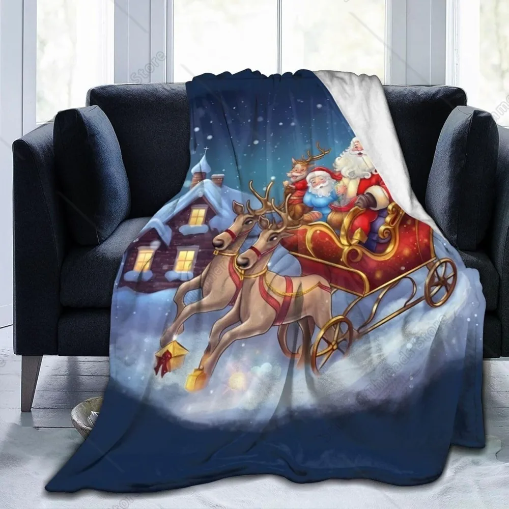

Christmas Throw Blanket Soft Lightweight Flannel Fleece Blanket 60"x50" For Bed Sofa Couch Camping Travel