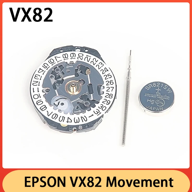 New Original Epson VX82 Watch Movement Automatic Quartz Mouvement Date At 3:00/6:00 Japan VX82E 3 Hands Watch Accessories