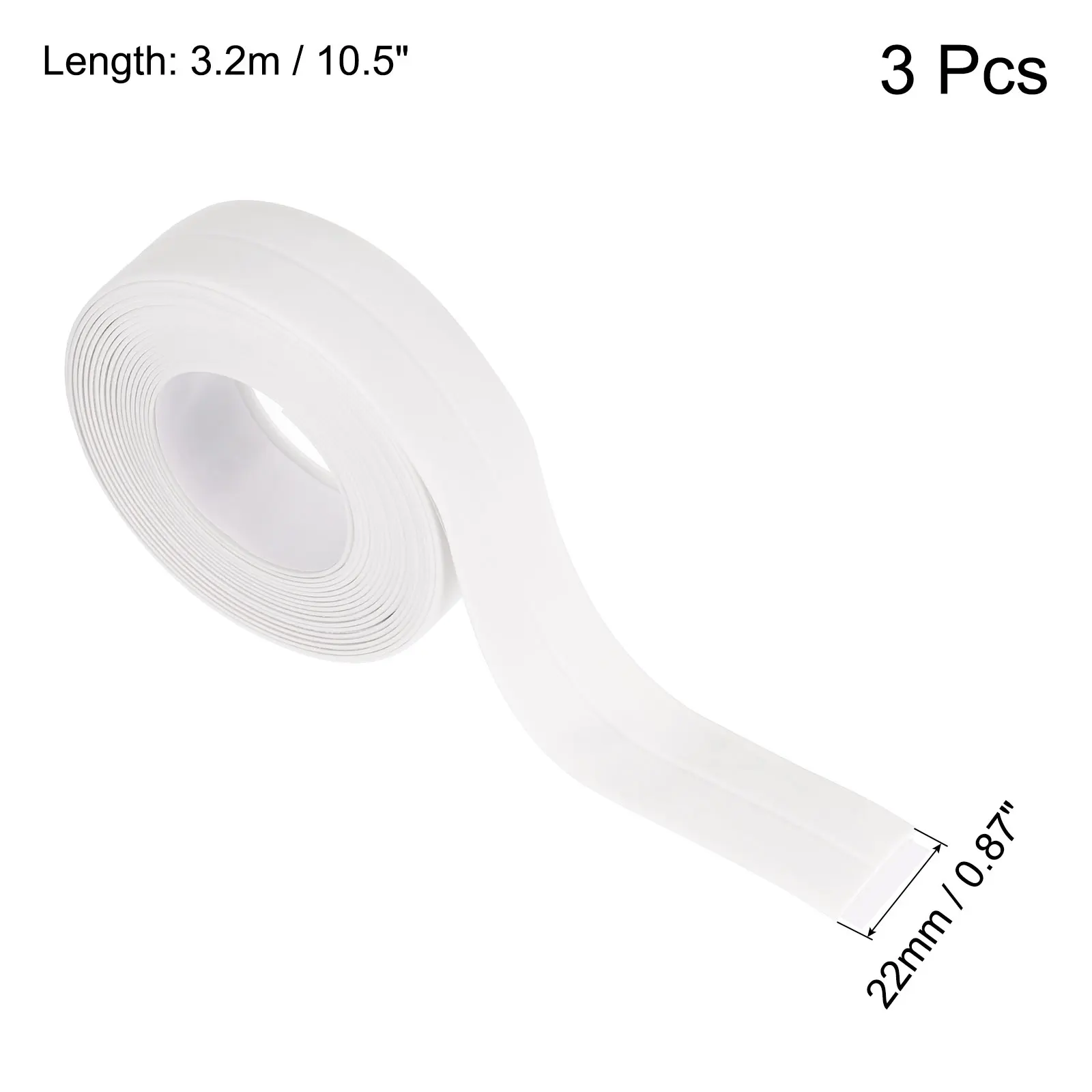 3Pcs Waterproof Seal Caulk Strip Tape Self Adhesive 0.87