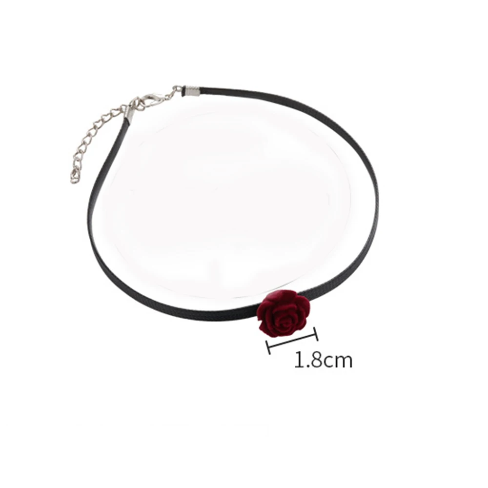 Temperament Romantic Rose Flower Necklaces Black Faux Leather Choker For Women Fashion Neck Jewelry Torque Party Gift Collares