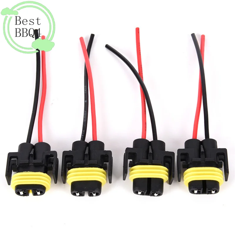 BBQ4 2pcs H11 H8 Headlight/Fog Lamp Female Adapter Harness Sockets Car Cable Plug