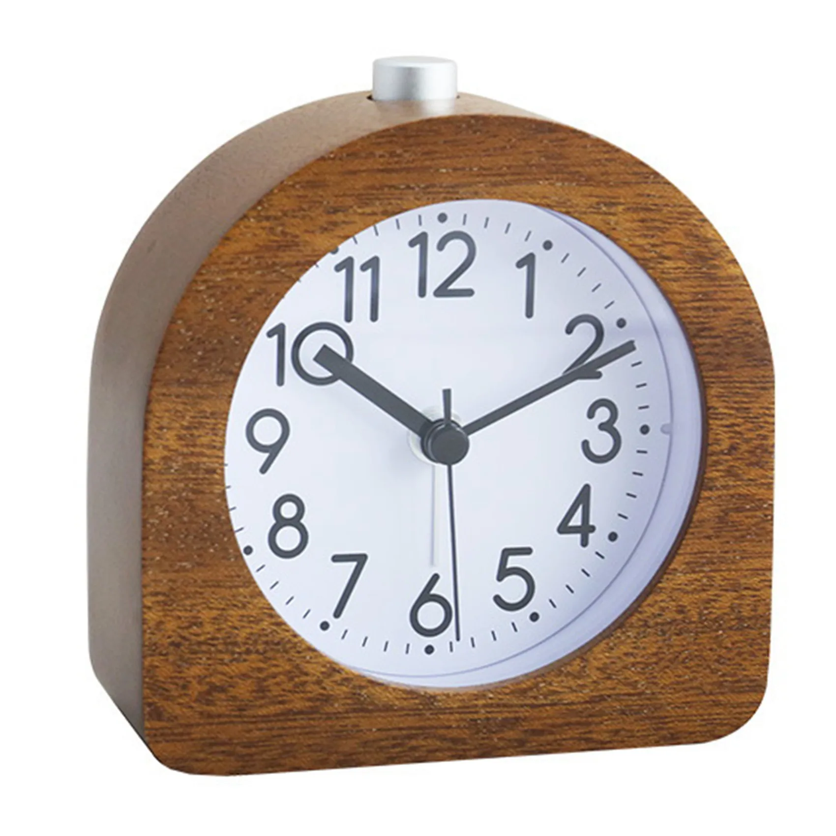 

Alarm Clock Without Ticking Retro Wooden Alarm Clock with Dial Alarm Light Quiet Table Clock with Snooze Function A