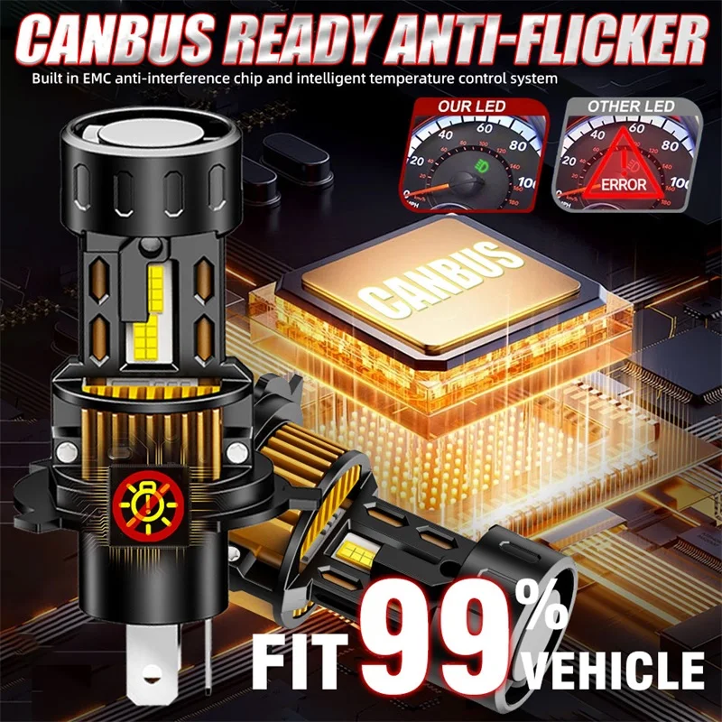 

H7 H4 Светодиодные фары Canbus без ошибок Лампы для фар с вентилятором 1200 Вт Высокая мощность H7 Светодиодные автомобильные фары CSP Chip 2000000LM