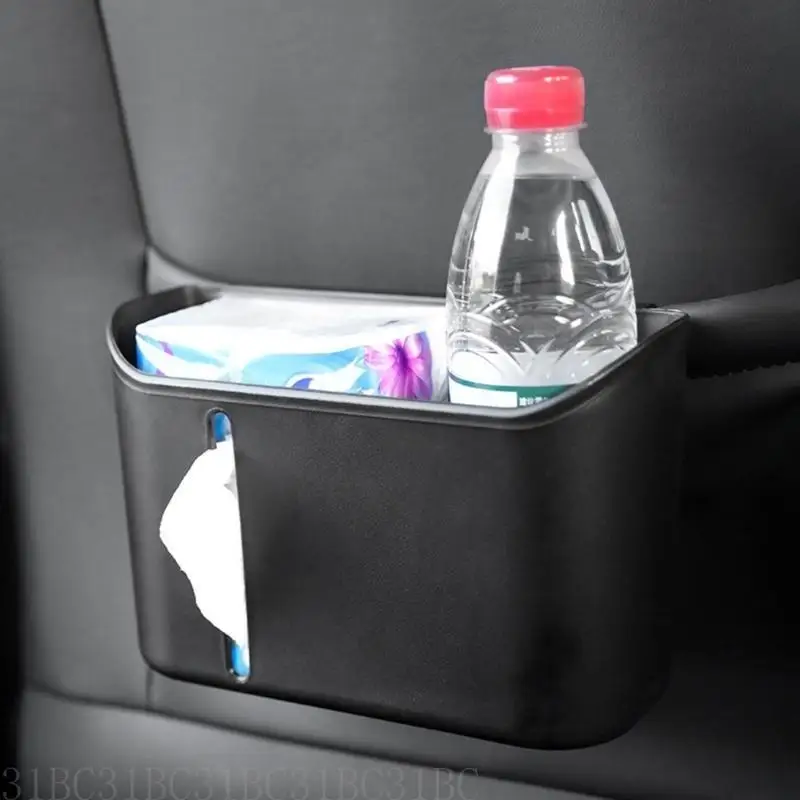 

652F Car Headrest Backseat Organizers with Cup Holder, Seats Back Hanging Storage Box with Hook Drink Holder Organizers