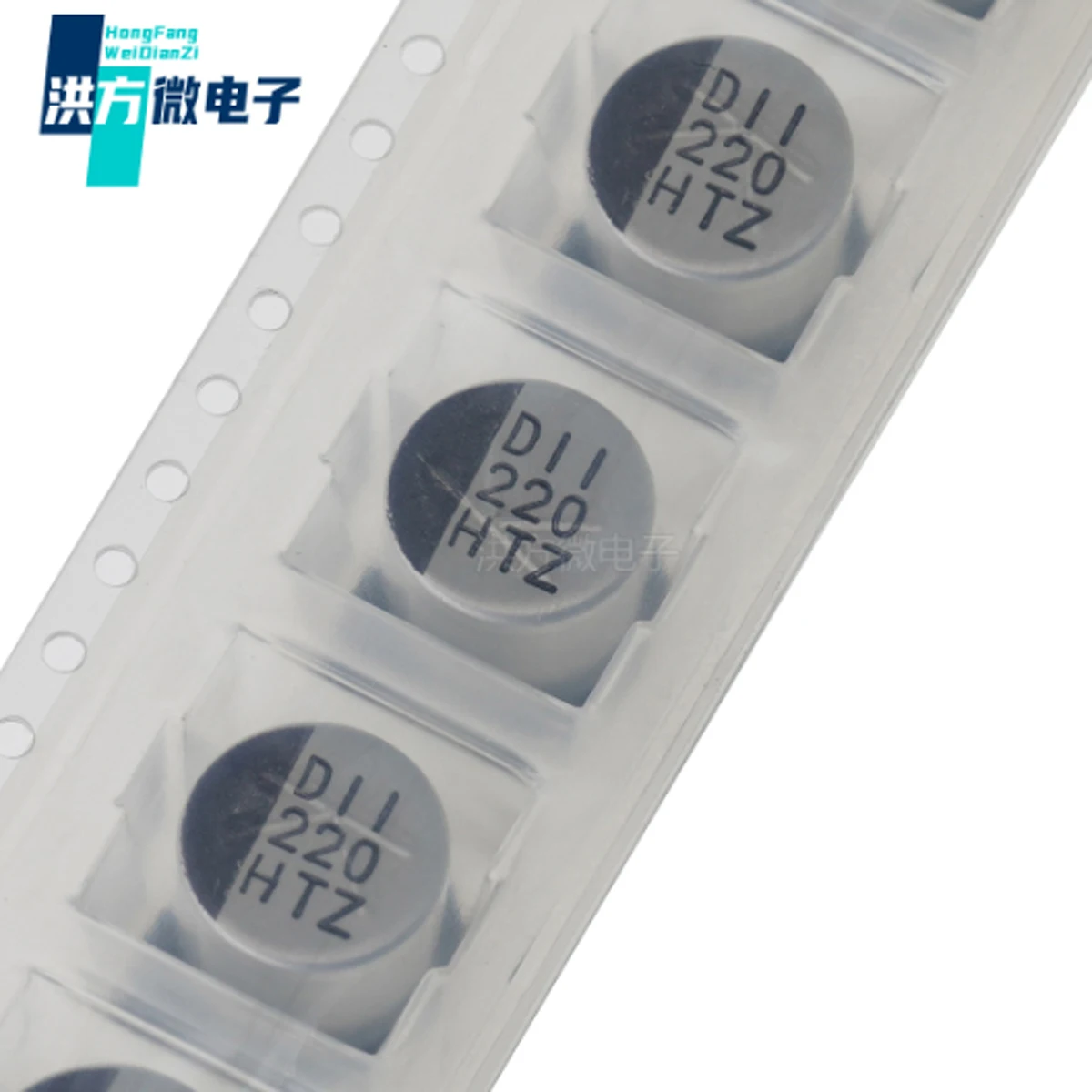 Condensatori elettrolitici in alluminio con montaggio superficiale originali da 20 pezzi 50 V ± 20% 402 mA @ 120 Hz 220 uF SMD, D10xL10.5mm 50TZV220M10X10.5