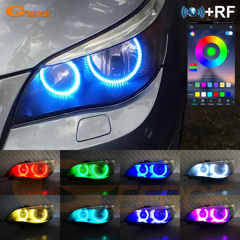 

For BMW E60 E61 M5 525i 530i 540i 545i Pre LCI Bluetooth App Control Ultra Bright Multi-Color RGB Led Angel Eyes Kit Halo Rings