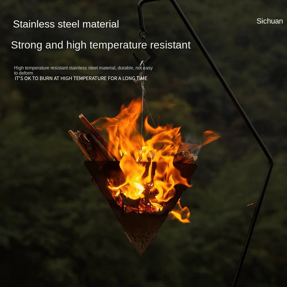 

Hanger Portable Hanging Stove Outdoor Camping BBQ Ultralight Stainless Steel Picnic Bonfire Warm Triangle Burning Platform