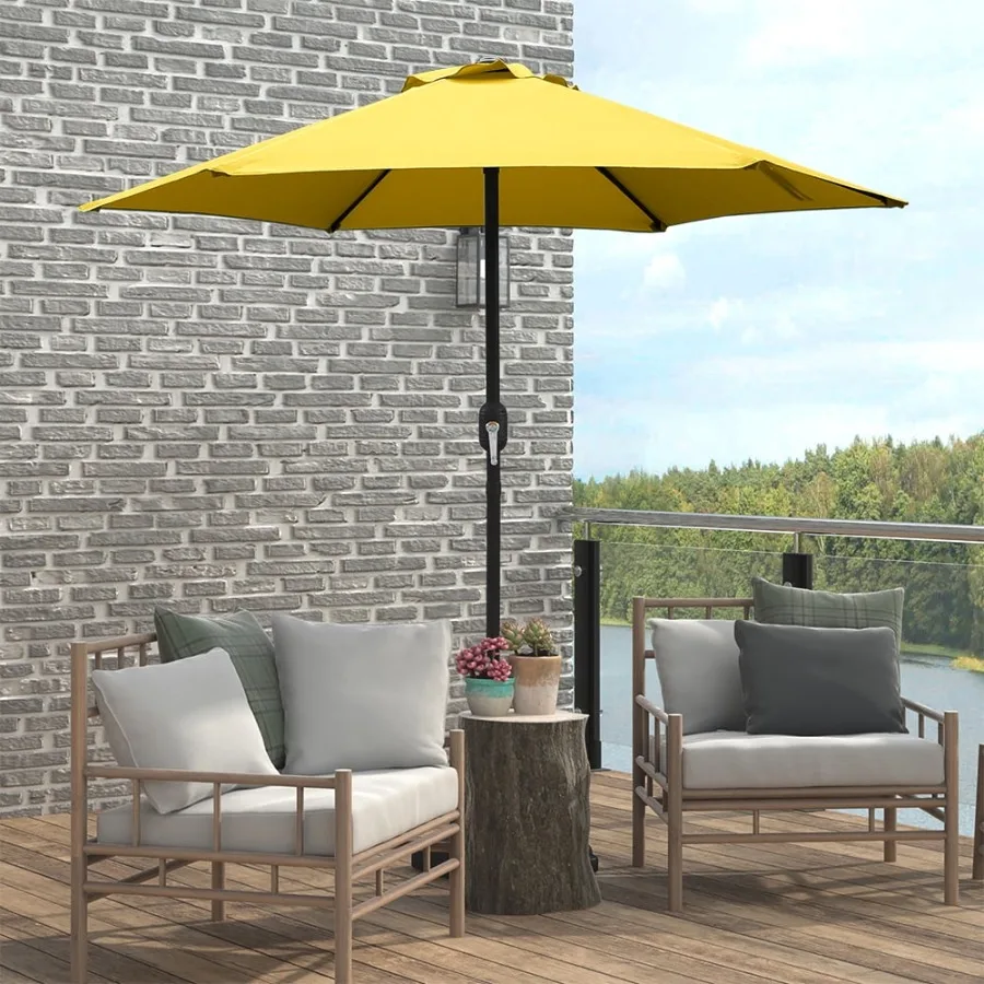 

7.5ft Patio Umbrella with Crank Handle, Outdoor Market Umbrella with 6 Sturdy Umbrella Ribs Waterproof for Garden, Deck, Backya