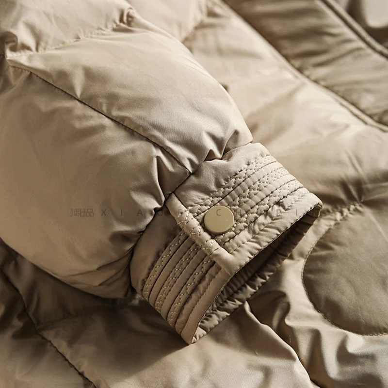 Schinteon Women Down Jacket Casual Korean Style Autumn Winter Thick Warm Outwear with Hood White Duck Down Long Coat 2024 New - Image 6