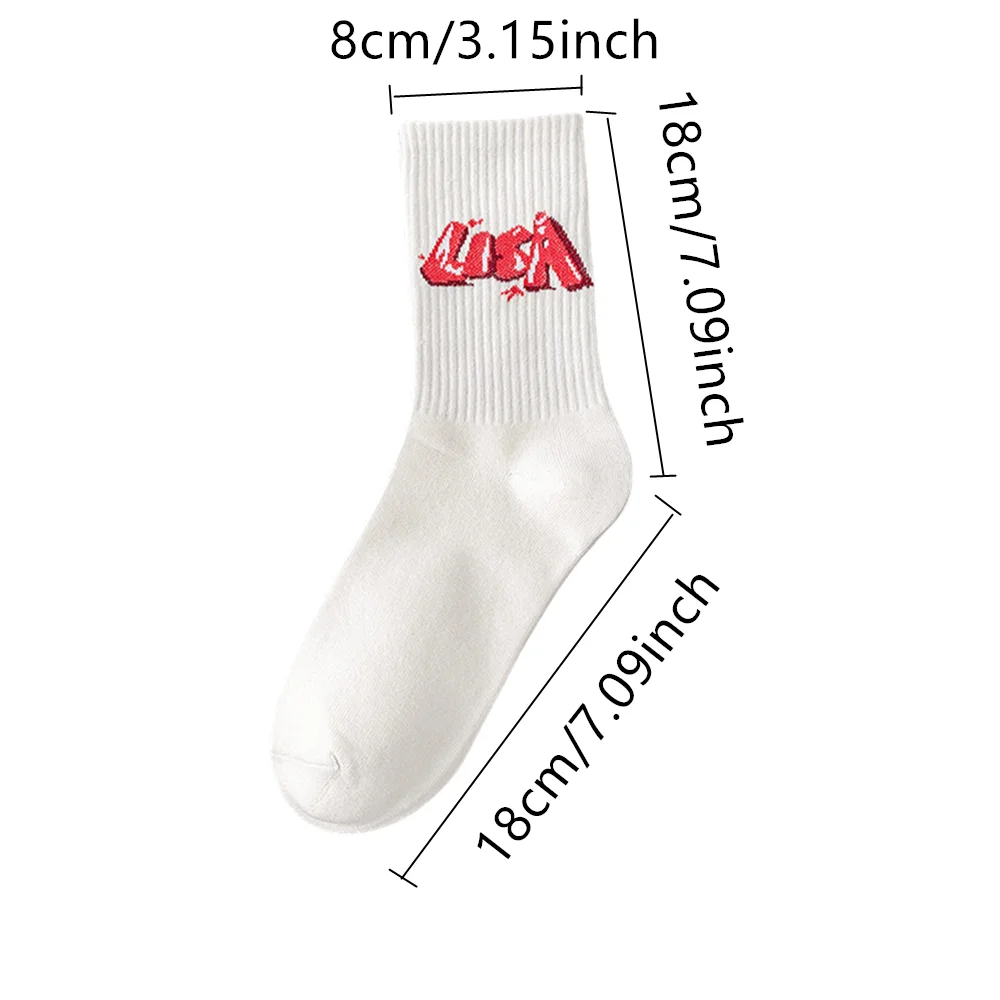 9 Pairs/Set Unisex Socks Letters Printed Simple Mid Tube Socks Suit In Every Seasons For Daily Sports