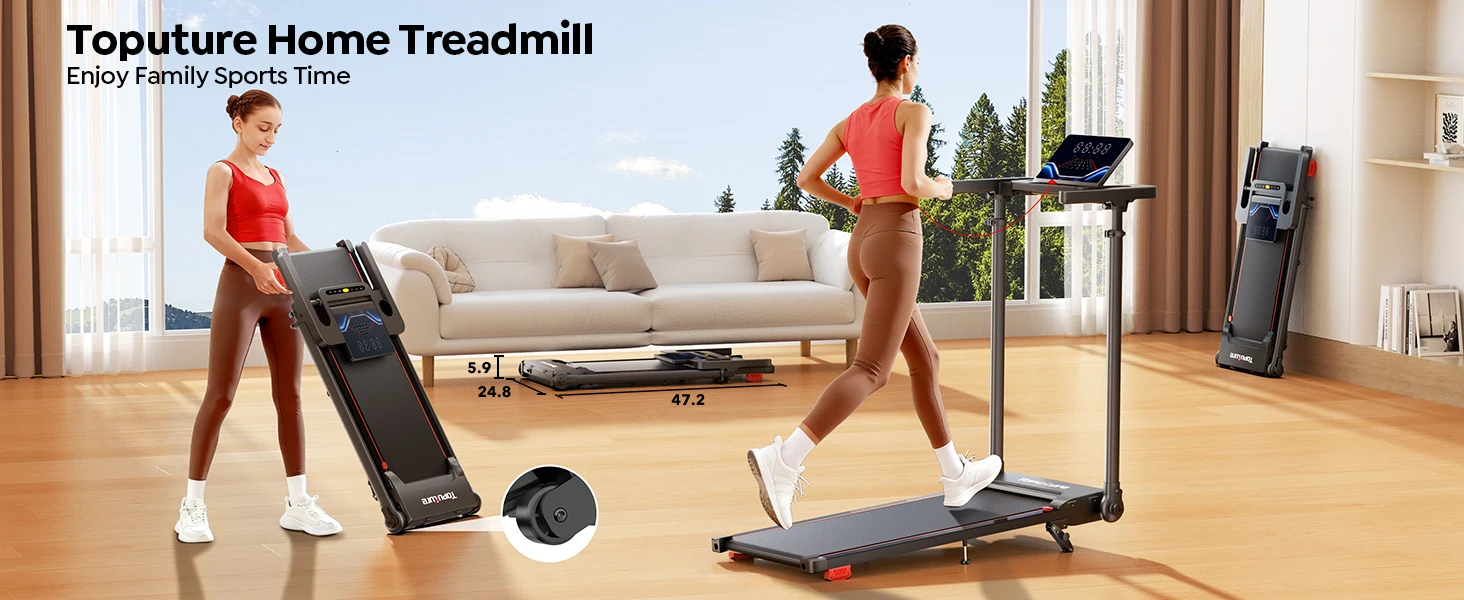 Toputure Elektrisches Klappbares Laufband für Zuhause mit Steigung 12 km/h Smart App-Steuerung LED-Display Geh- und Laufpad für Heim und Büro – Detail 27