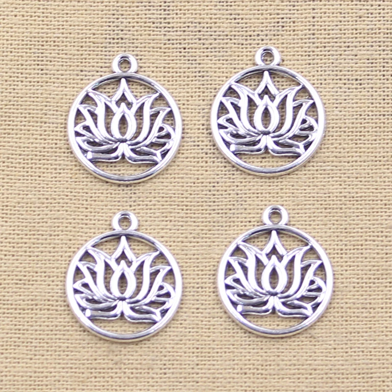 12 sztuk Charms joga kwiat lotosu 22x19mm antyczne srebro kolorowy platerowany zawieszki dokonywanie DIY ręcznie robione tybetańskie znalezienie biżuteria