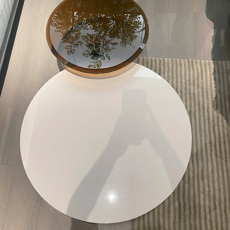 

Minimalist coffee table, light luxury, modern round designer, high-end sense, Italian solid wood lacquer tea table, size combina