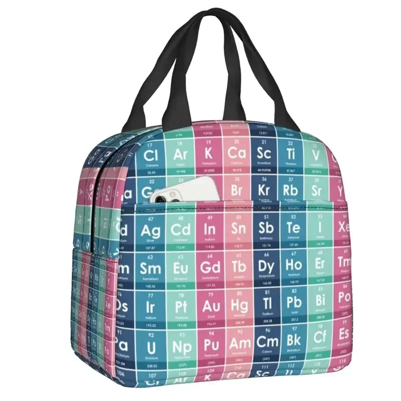 Elements of The Periodic Table Thermal Insulated Lunch Bag Women Education Student Resuable Lunch Tote for School Food Box