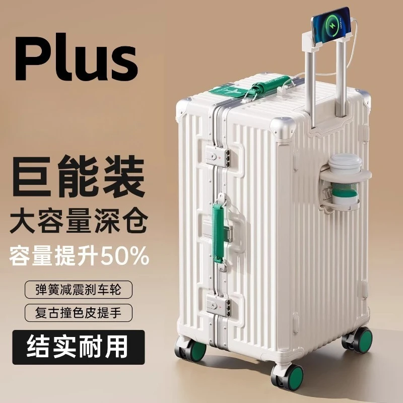 Popular Large‑Capacity Aluminum Frame Luggage, Sturdy Hard Shell Suitcase 28 30 32Inch for Business DIY Travel Storage Gear