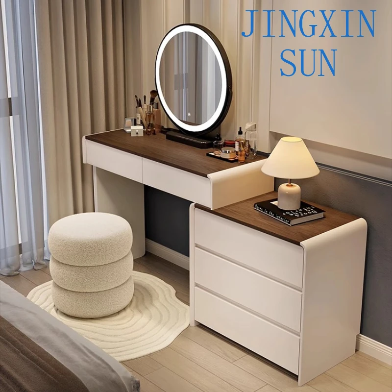 Nordic Light Luxury Solid Wood Makeup Table Storage Cabinet Vanity Dressing Table Dresser Makeup Vanities Set Bedroom Furniture
