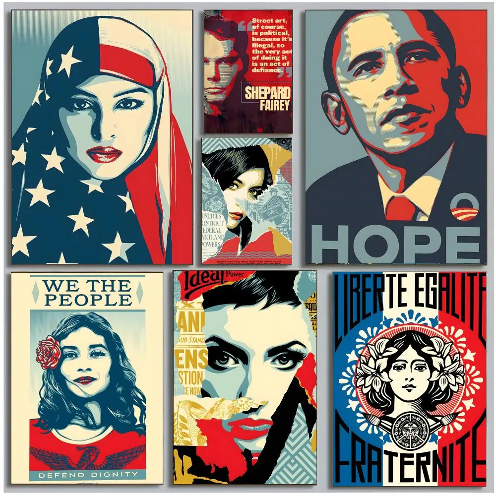 Artist Illustration S-Shepard Fairey Poster Modern Wall Art Bedroom Living Room Print Unframed