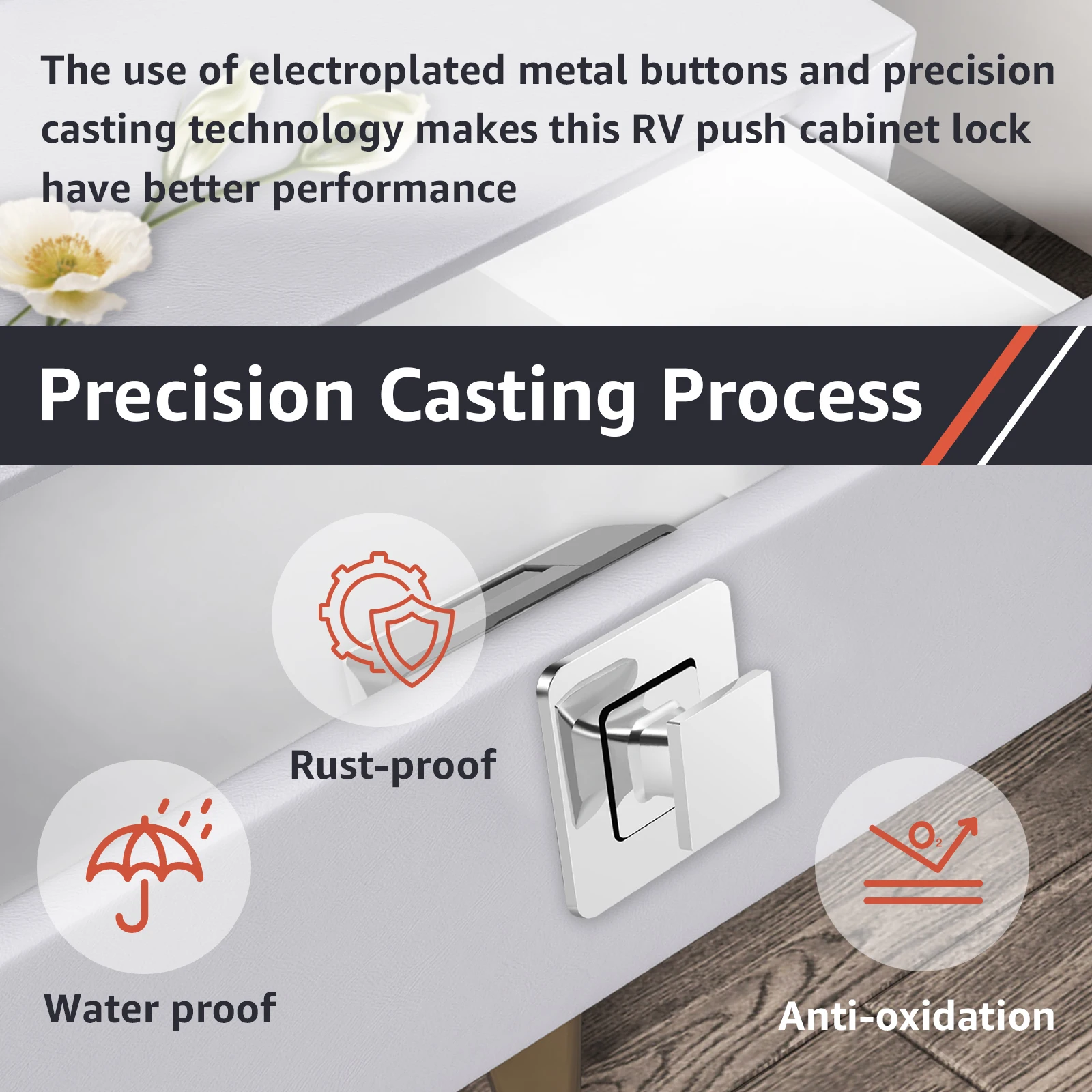Cabinet Knob RV Push Button Cabinet Latch Rust Compartment Latch Multipurpose Drawer Latch for Cabinet Camper Boat Caravan