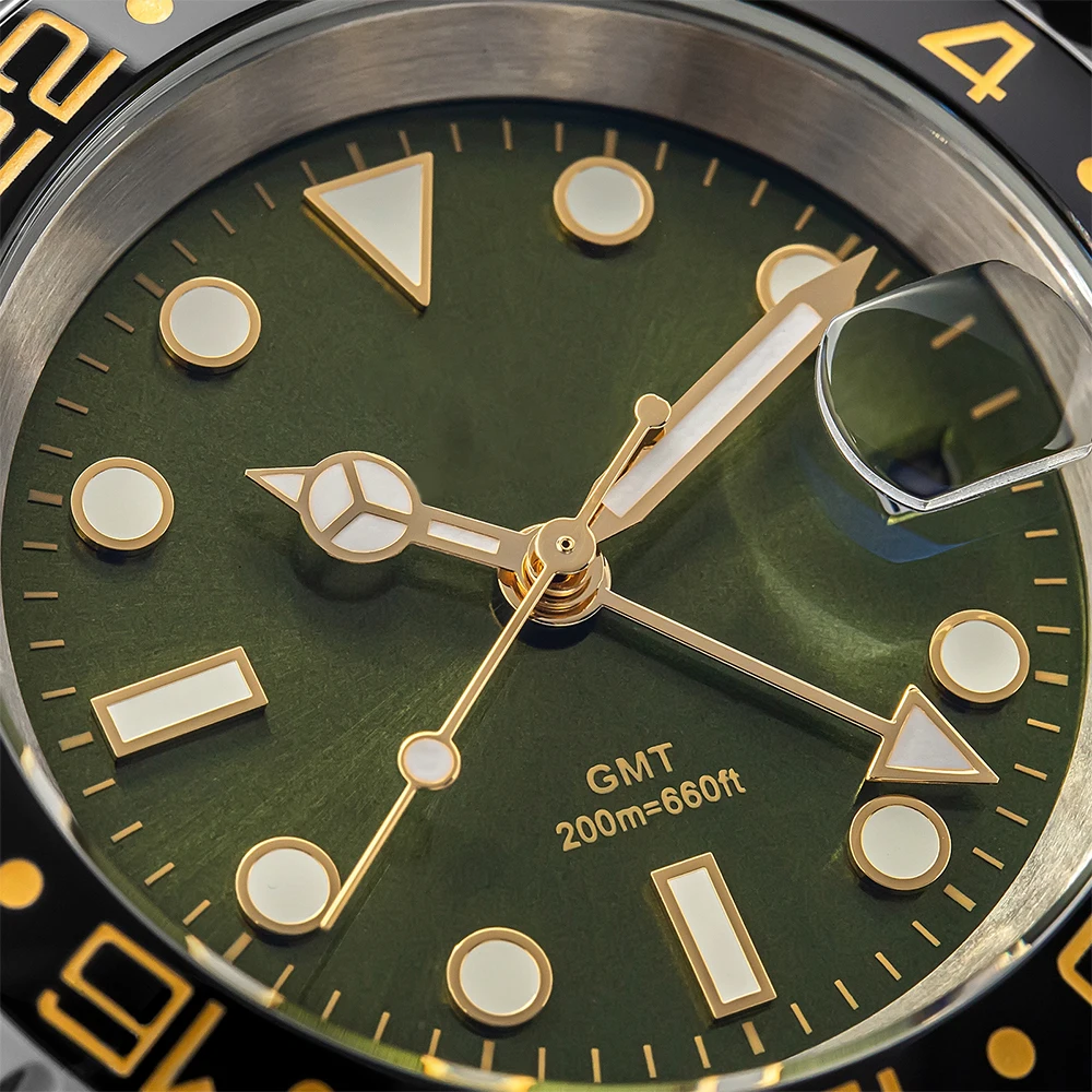 ADDIESDIVE Custom GMT Quartz Watch For Men Luxury Swiss Ronda 515-24H Movement 316L Stainless Steel 200m Waterproof Wristwatch