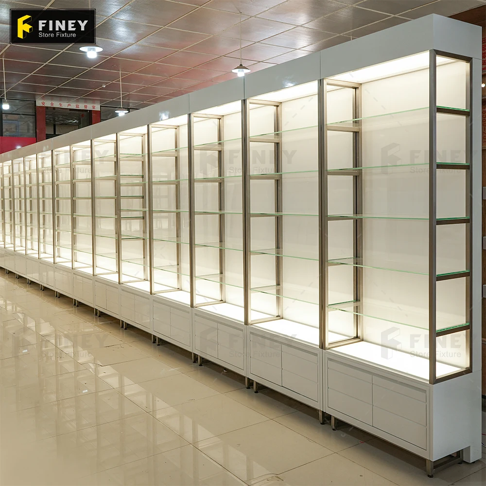 

Perfume Shop Interior Design Custom Perfume Furniture Cosmetic Wall LED Display Cabinet Retail Display Racks