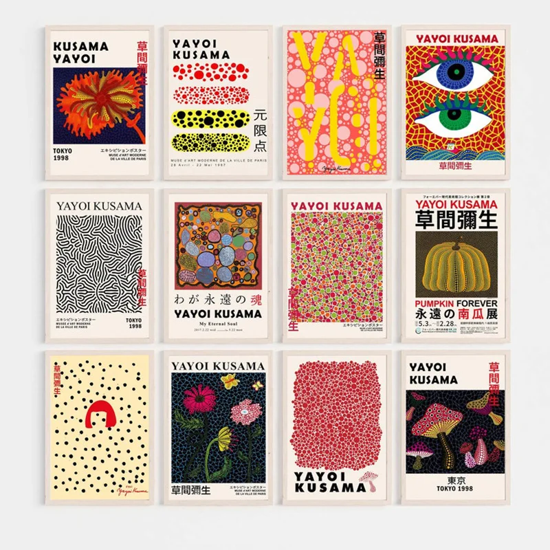 Pósteres de Museo de calabaza Yayoi Kusama, impresiones de galería, arte de pared, pintura abstracta en lienzo, imagen nórdica para decoración del hogar y la sala de estar