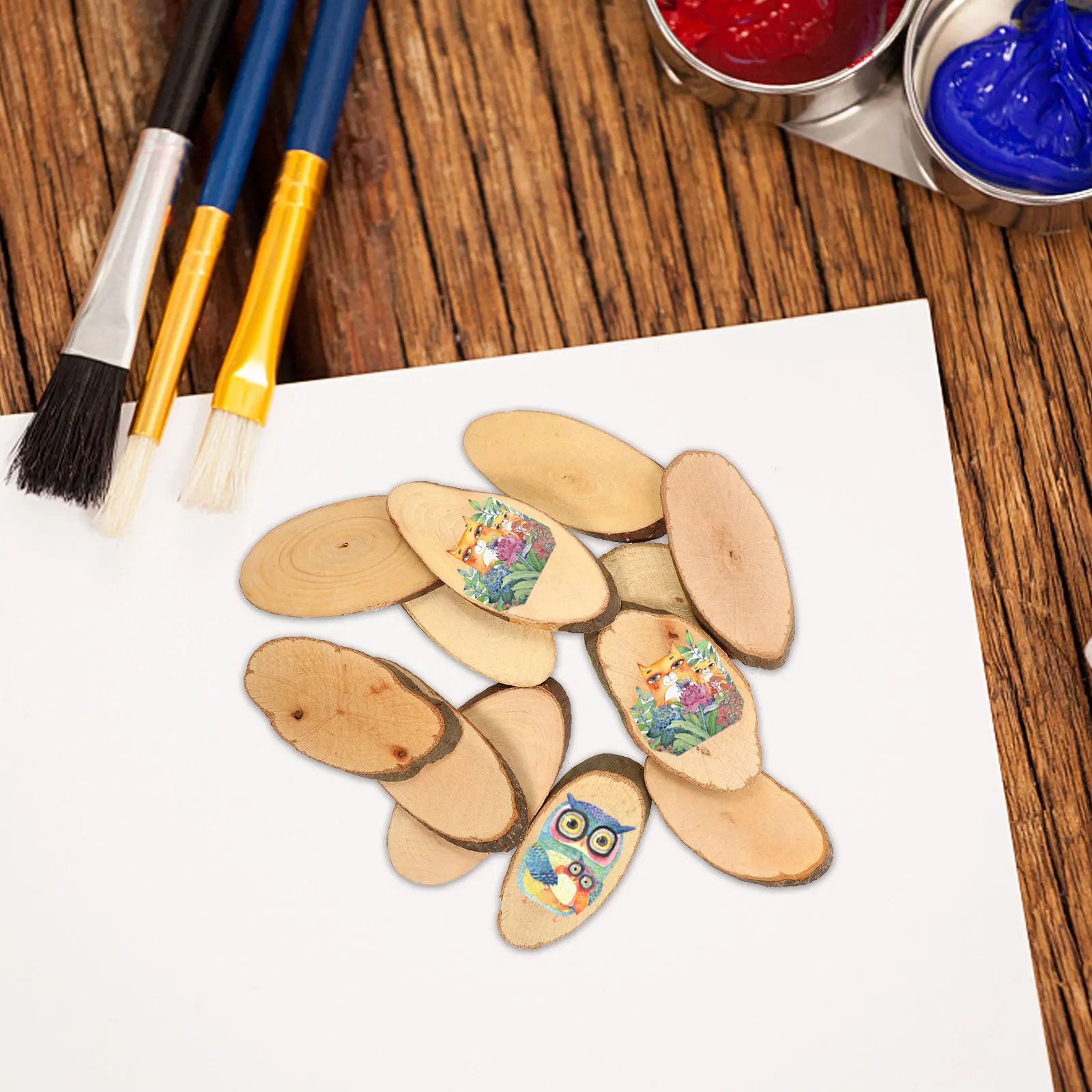 

20 pcs 4-5Cm Natural Pine Wooden Slices Diy Craft Wedding Decor Oval Wood Discs Log Circles For Hand Painting Coasters