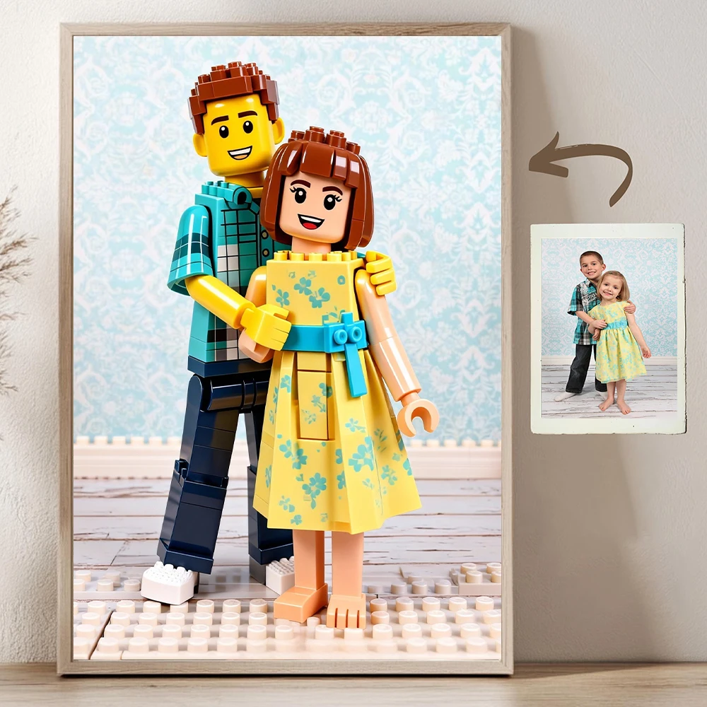 Personalized Building Block Style Portrait Poster 3