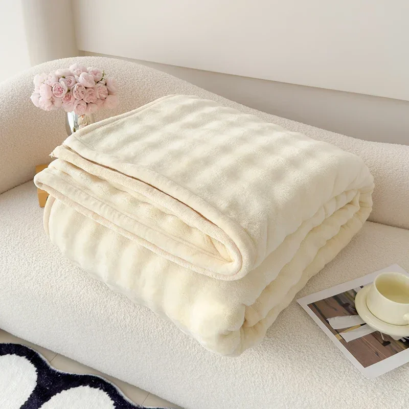 1pc Plush Blanket Super Soft Bed Linen Warm Plaid Nap Blankets плед для кровати Skin-friendly Bedspread Home Sofa Shawl