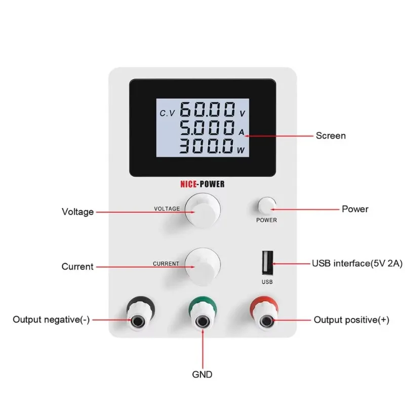 R-SPS605D مختبر عالي الدقة اختبار مصدر طاقة متغير 60 فولت 5A مفتاح رقمي قابل للتعديل تيار مستمر ينظم 30 فولت 5A