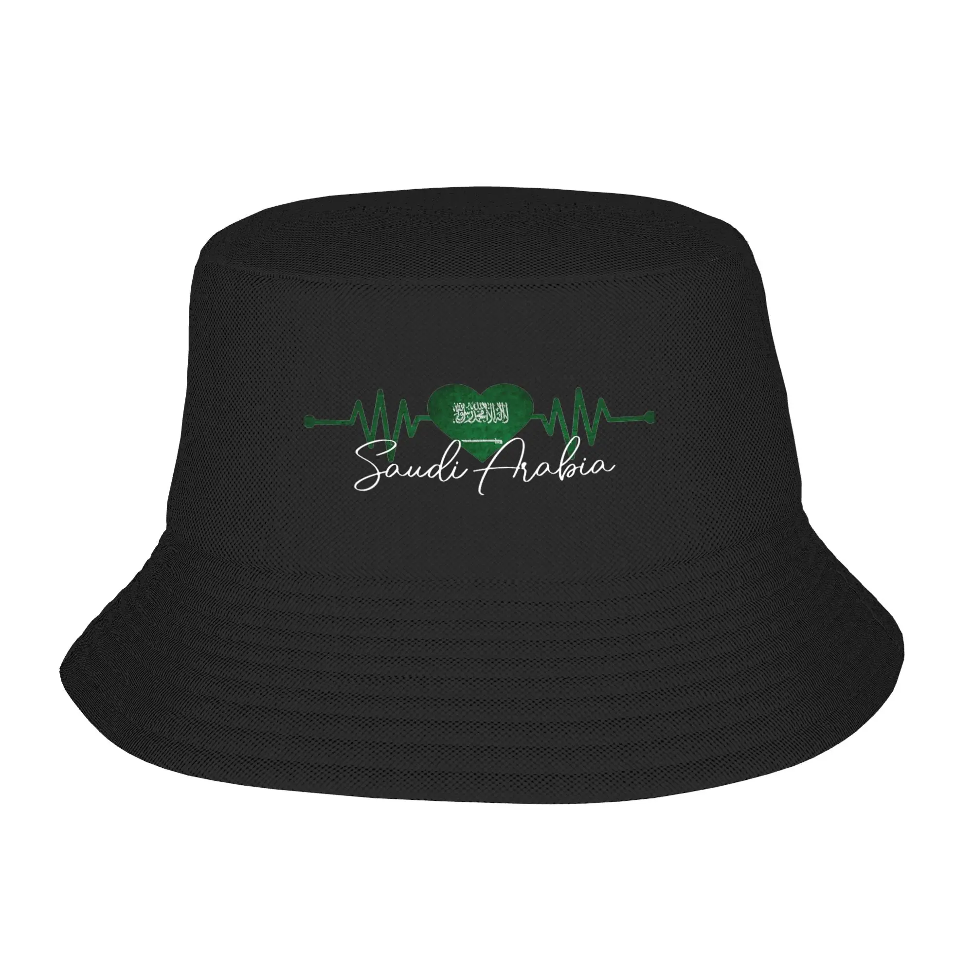 Unisex Kawaii Bucket Hats Saudi Arabia Heart Merchandise Bob Hat For Vocation Getaway Headwear Lightweight