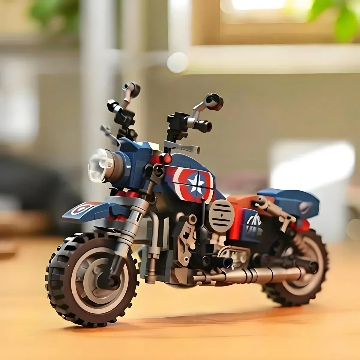 الطوب الفني كابتيان دراجة نارية الطوب الإبداعي كتل الدراجات النارية الأمريكية نموذج بناء اللعب مجموعة هدايا الحفلات #3