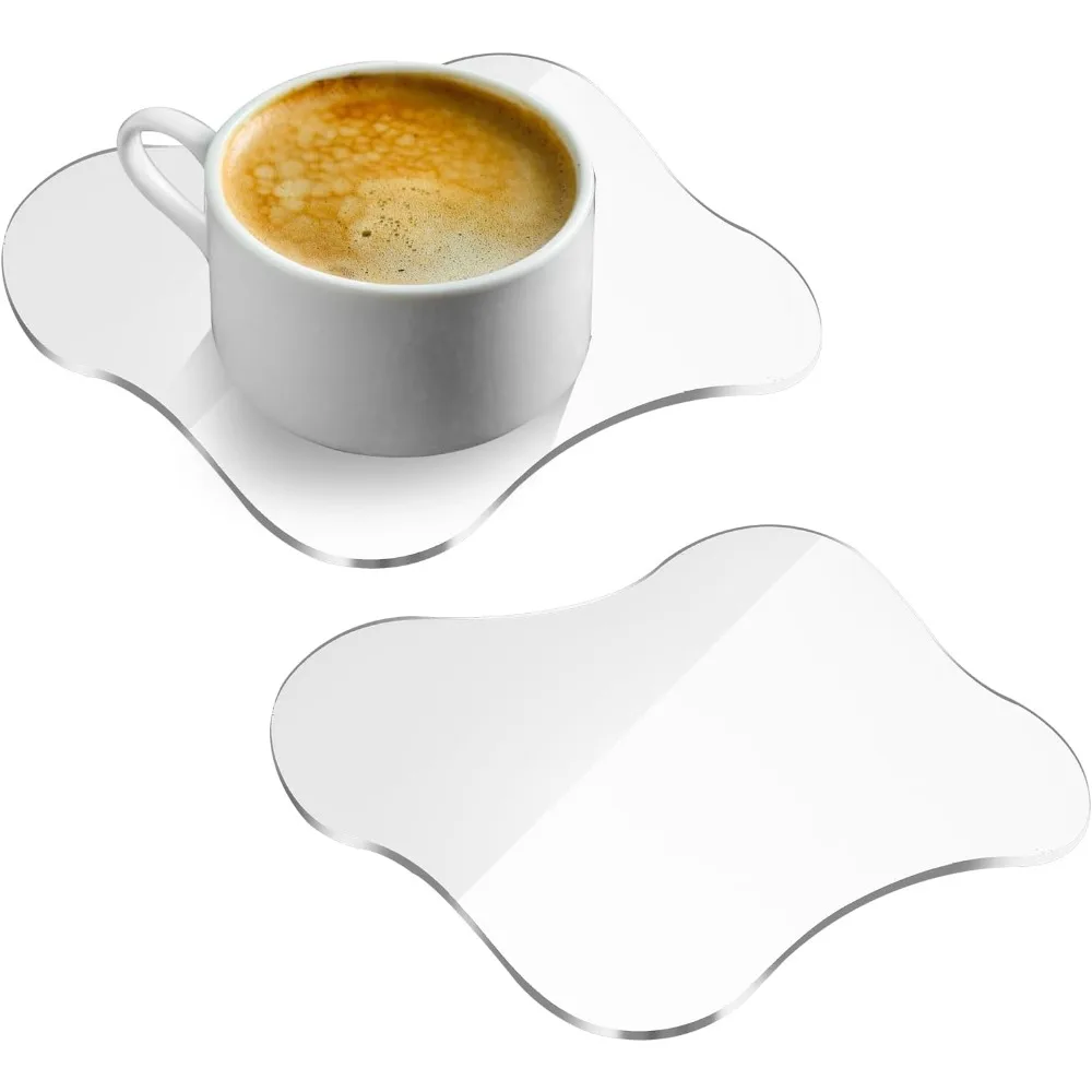 

2 Pcs Acrylic Clear Coasters - Aesthetic Irregular Cloud Shape Drink Cup Coaster For Coffee Table, Desk Decoration For Home, Kit