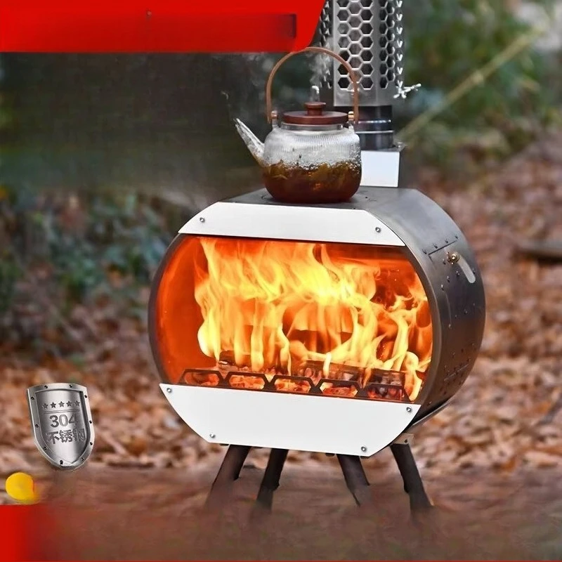 Round fireplace, tabletop, fire prevention, secondary burning tent, heating, firewood stove