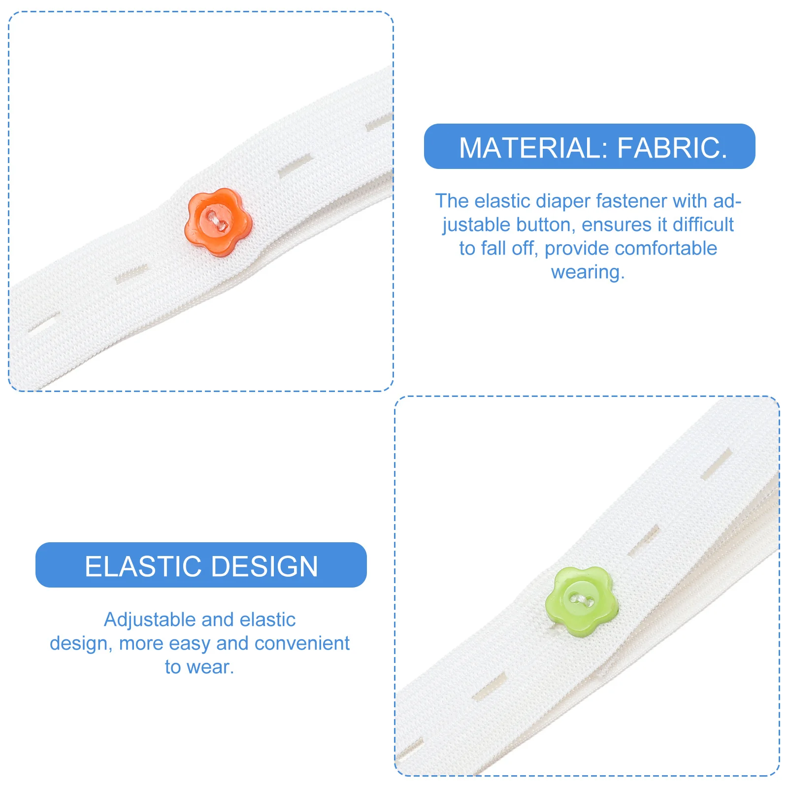 40 قطعة شريط حفاضات الرضع قابل للتعديل حفاضات مرنة مشبك سلامة الطفل تحديد حزام حزام تثبيت السلامة السحابات