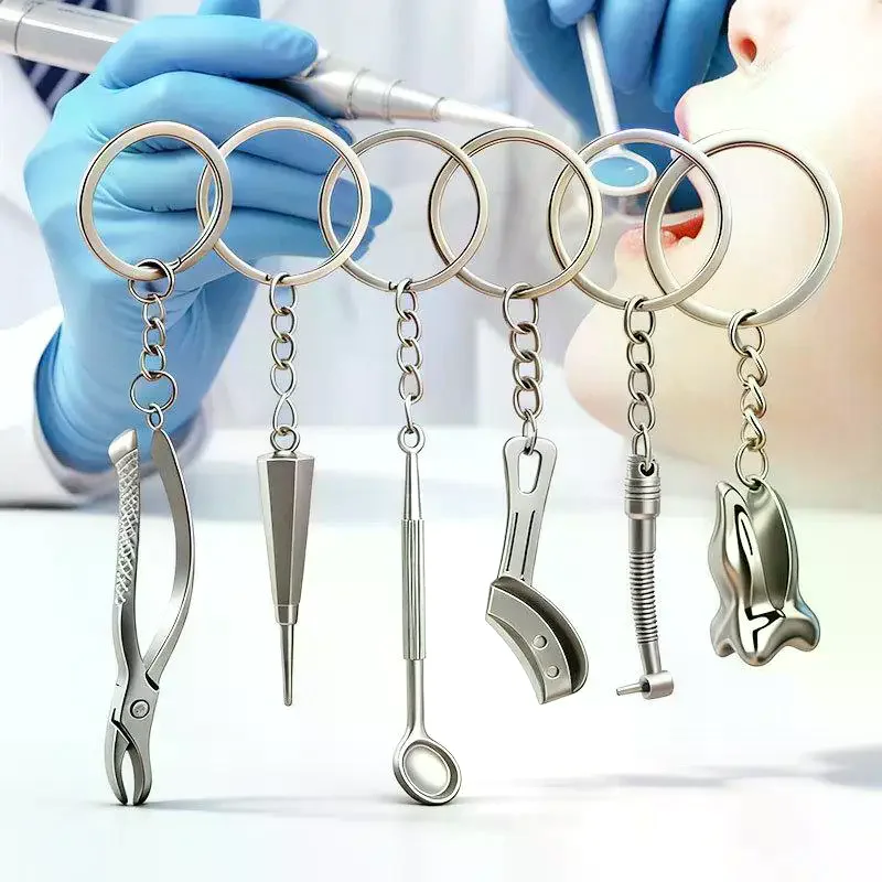 1PCS Teeth Keychain Simulation Tooth Key Holder Clinic Promotion Gift Mini Dental Tools