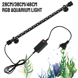 Aquarium Submersible Lamp 28/38/48cm Aquatic Air Bubble Lights Fish Tank Light Bar Underwater AC 90~260V EU Plug RGB