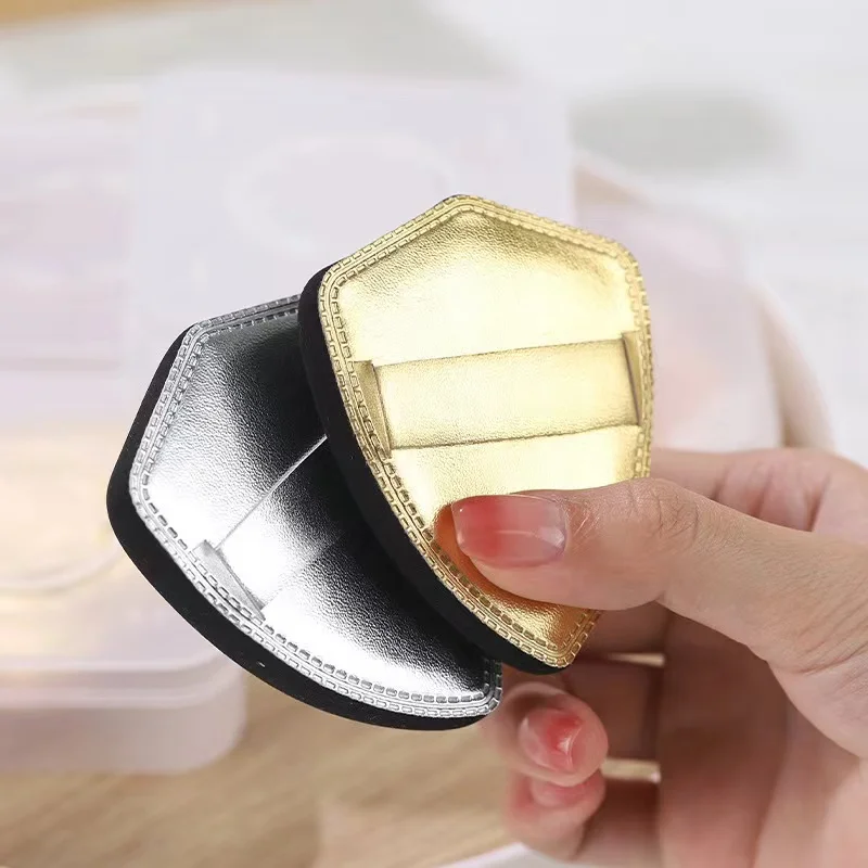 Hojaldre de cojín de algodón en forma de cohete dorado y plateado con caja, una herramienta de maquillaje DIY, perfecto como regalo para niñas.