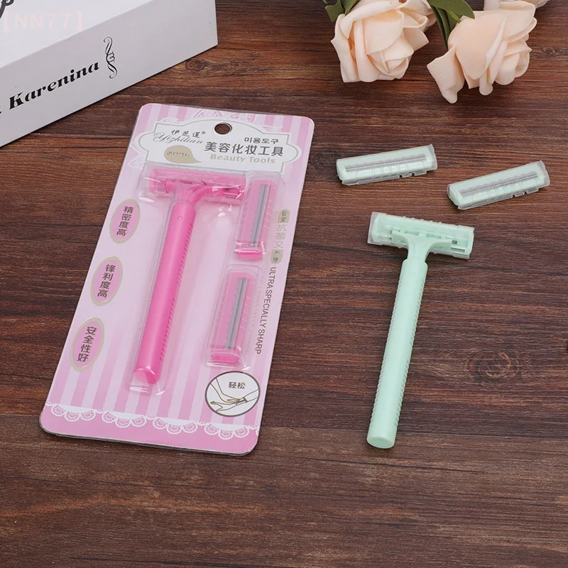 1 ชุดไม่เจ็บปวดรักแร้ผมมีดโกนเครื่องโกนหนวด ERGONOMIC Handle สบาย Grip 2 ใบมีดโกนหนวดมีดโกนเครื่องมือความงาม