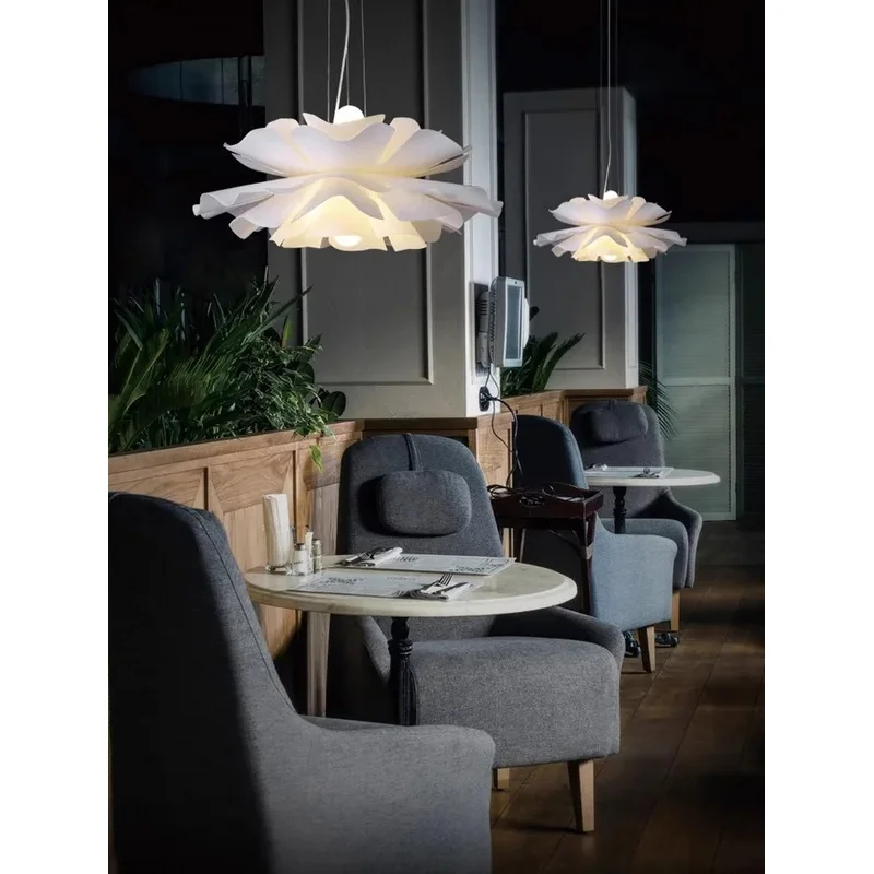 Modern Minimalist White Acrylic Flower Hanging pendant lamp,Lustre Dining Room,Bedroom,Decoration Home ceiling light fixture