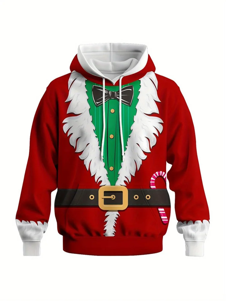 

Christmas Men's Hoodie Santa Claus Cosplay Tops Y2k Clothes Casual Loose Pullover Funny Sweatshirt Party Fashion Men's Clothing
